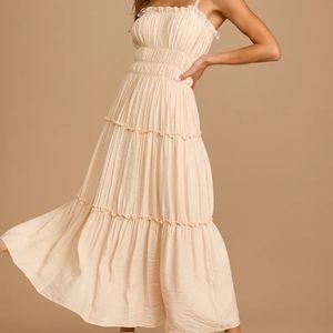 Lulu's Cream Maxi Dress